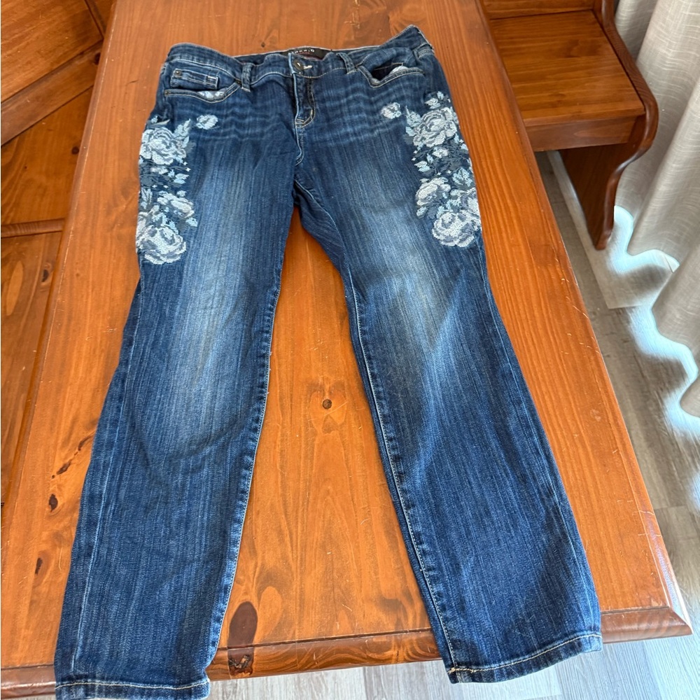 Women’s Sz 16 Skinny Torrid Premium Embroidered Blue Jeans